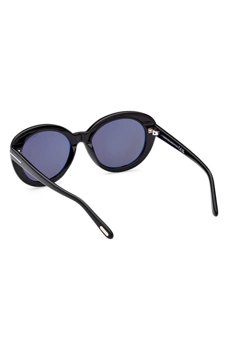 TOM FORD 55mm Cat Eye Sunglasses, Alternate, color, Shiny Black / Smoke