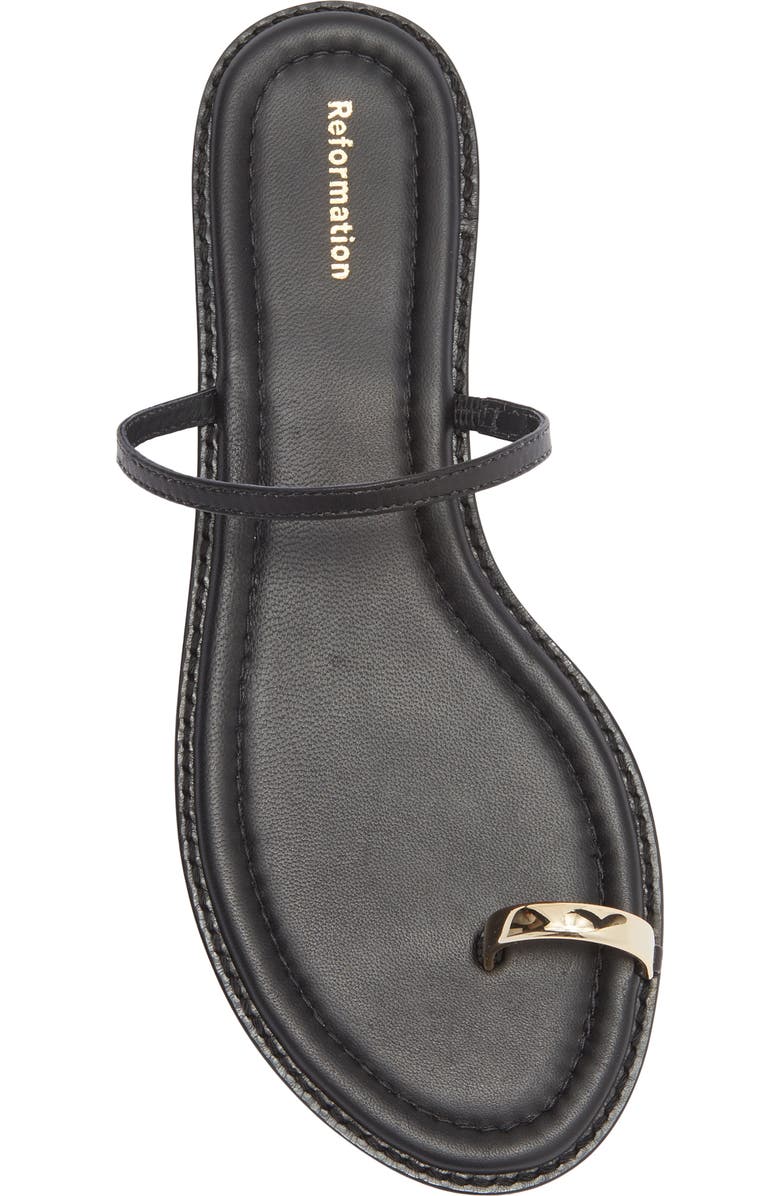 Reformation Cassandra Flat Sandal, Alternate, color, Black