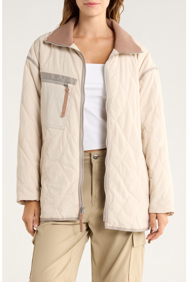 Encinitas Water Repellent Quilted Field Coat, Main, color, ALMOND