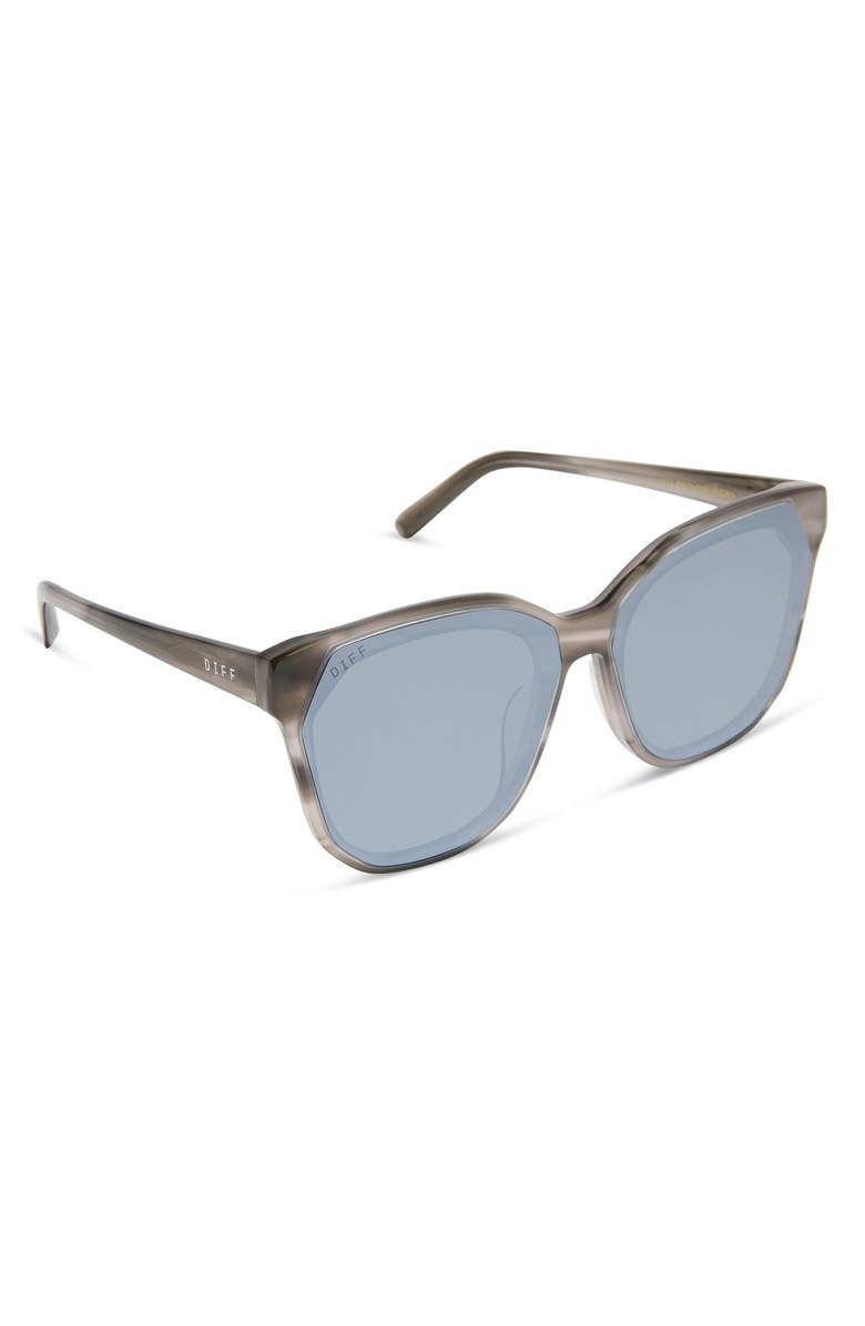 DIFF Gia 62mm Oversize Square Sunglasses, Alternate, color, Smoke Marble / Grey Silver