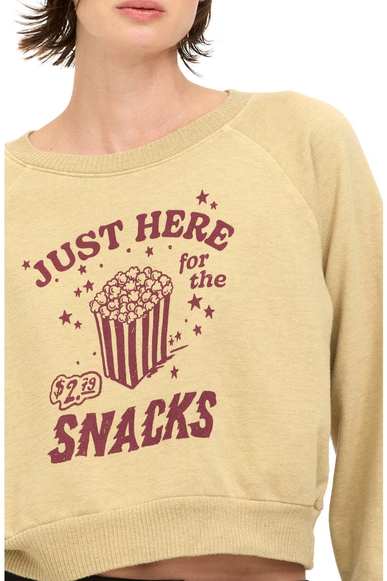 Snacks Shrunken Graphic Sweatshirt, Alternate, color, CAMEL