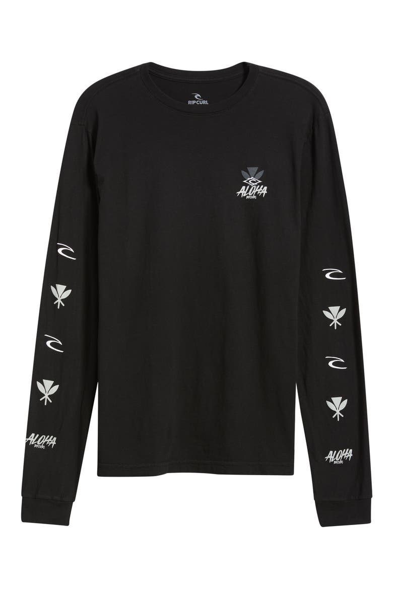 Hawaii Tapa Hex Graphic Long Sleeve T-Shirt, Alternate, color, BLACK