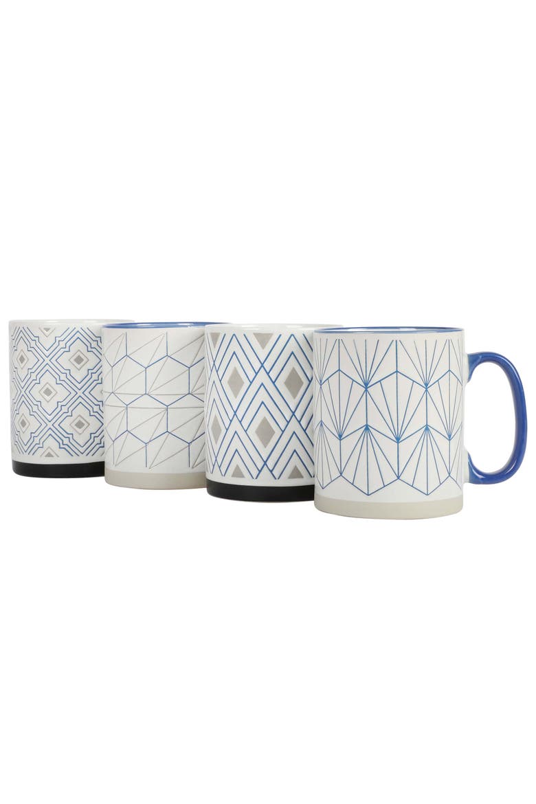 Parkmill 17oz 4 Piece Stoneware Coffee Mug Set, Alternate, color, Blue