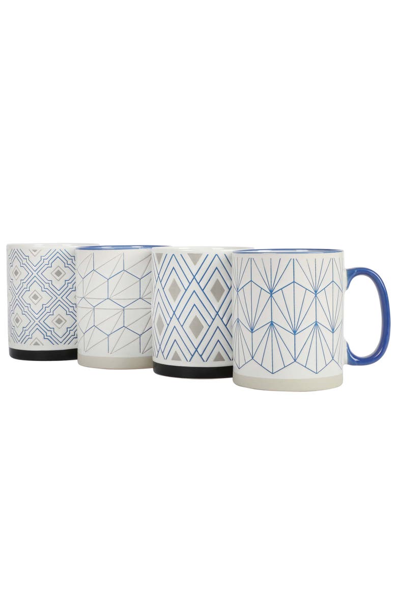 Mr. Coffee Parkmill 17oz 4 Piece Stoneware Coffee Mug Set, Alternate, color, Blue