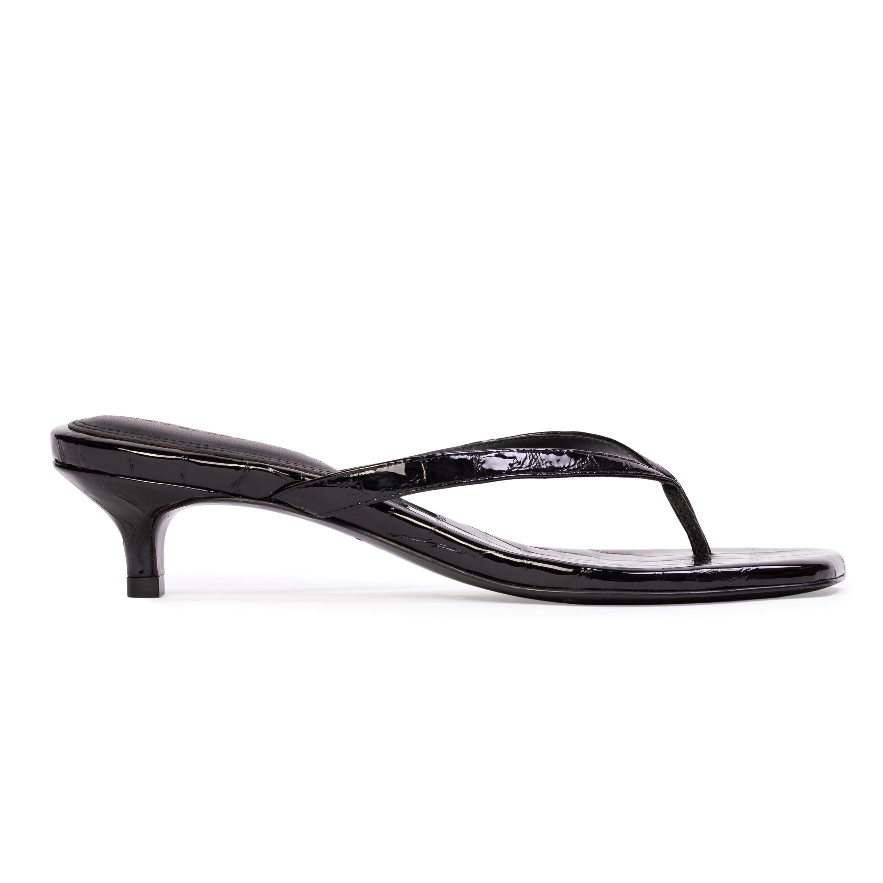 BLACK SUEDE STUDIO Kendal 35 Croc Sandal, Main, color, Black Croc Patent Leather