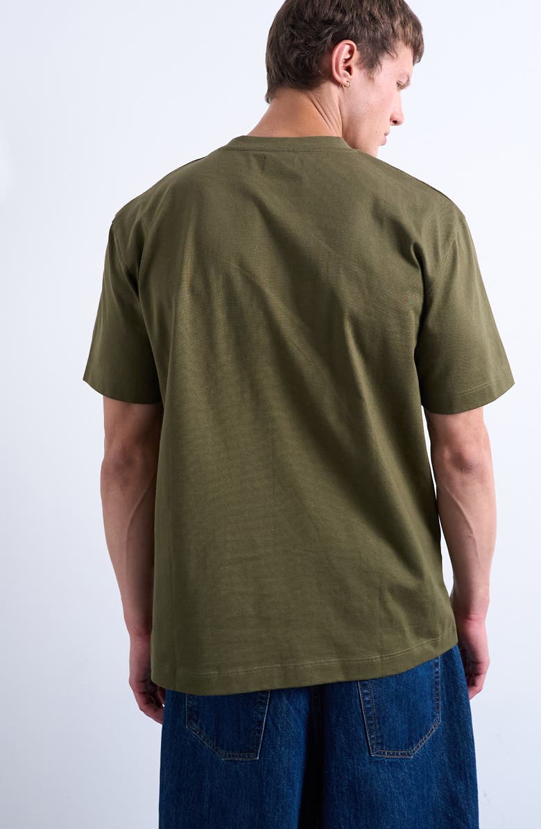 Topman Floral Embroidery T-Shirt, Alternate, color, Khaki