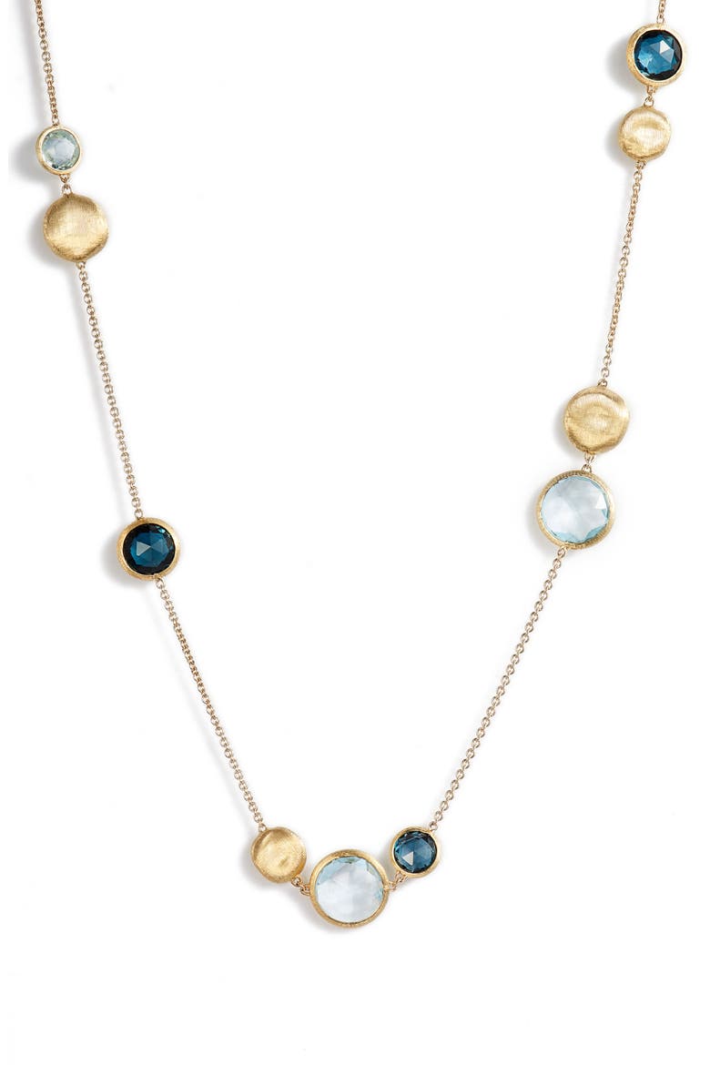 Marco Biecego Jaipur 18K Yellow Gold London Blue Topaz Necklace, Main, color, YELLOW GOLD