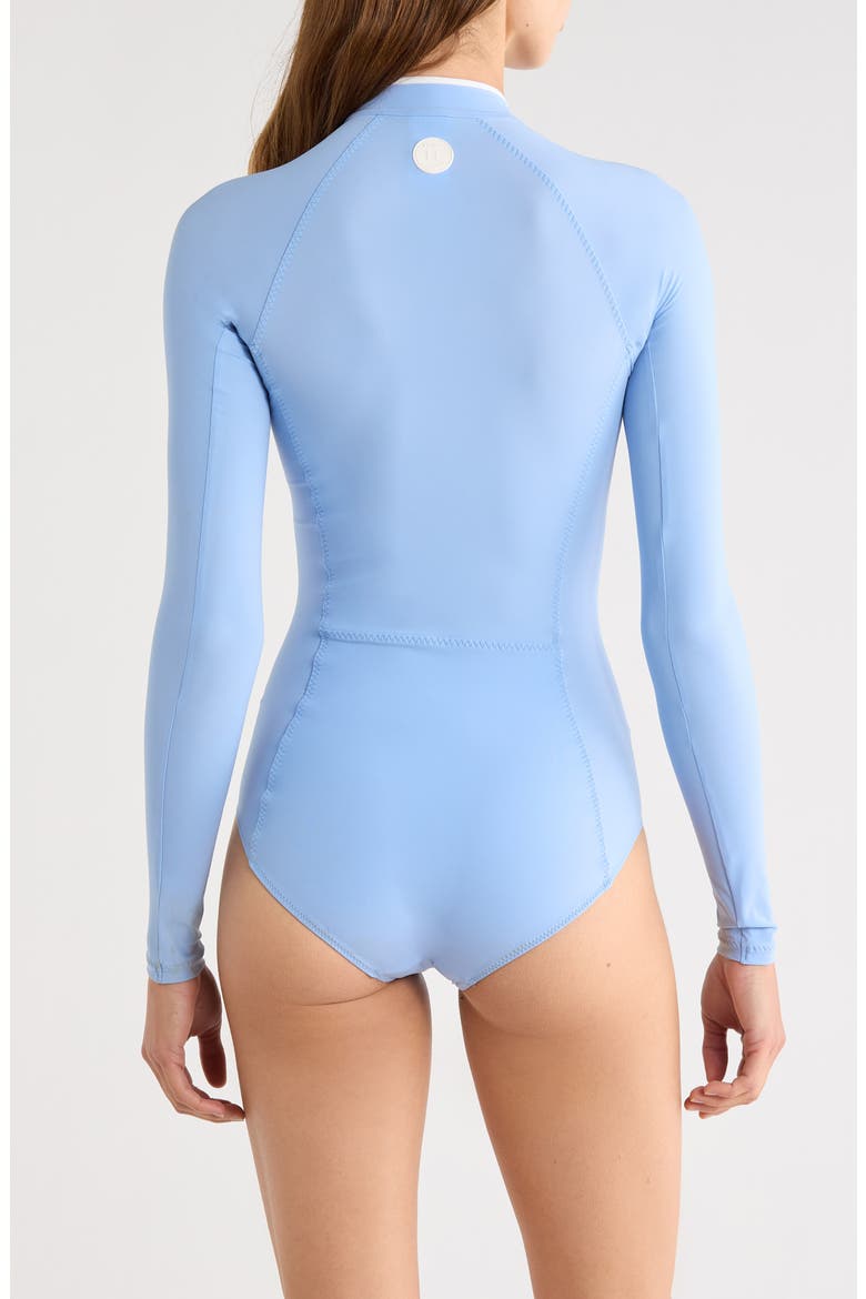 Tyra Raglan Sleeve One-Piece Rashguard Swimsuit, Alternate, color, CORNFLOWER
