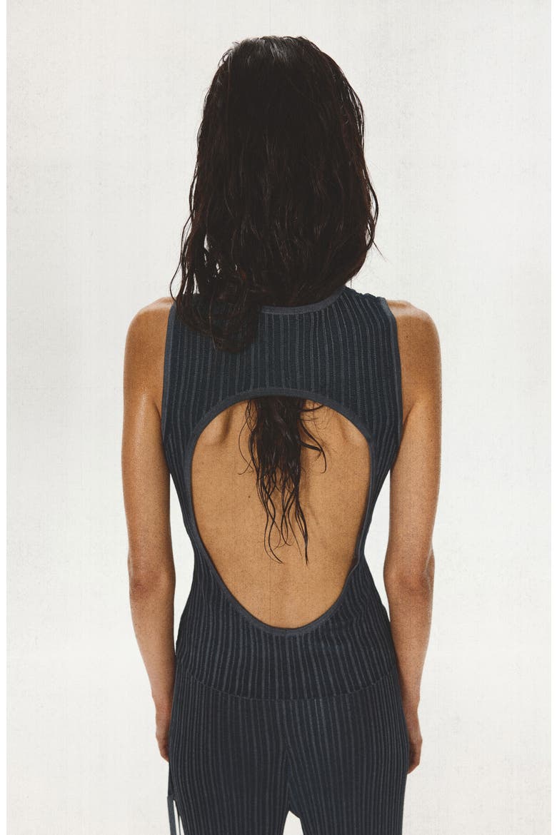 Ribbed Open Back Top, Alternate, color, DARK BLUE