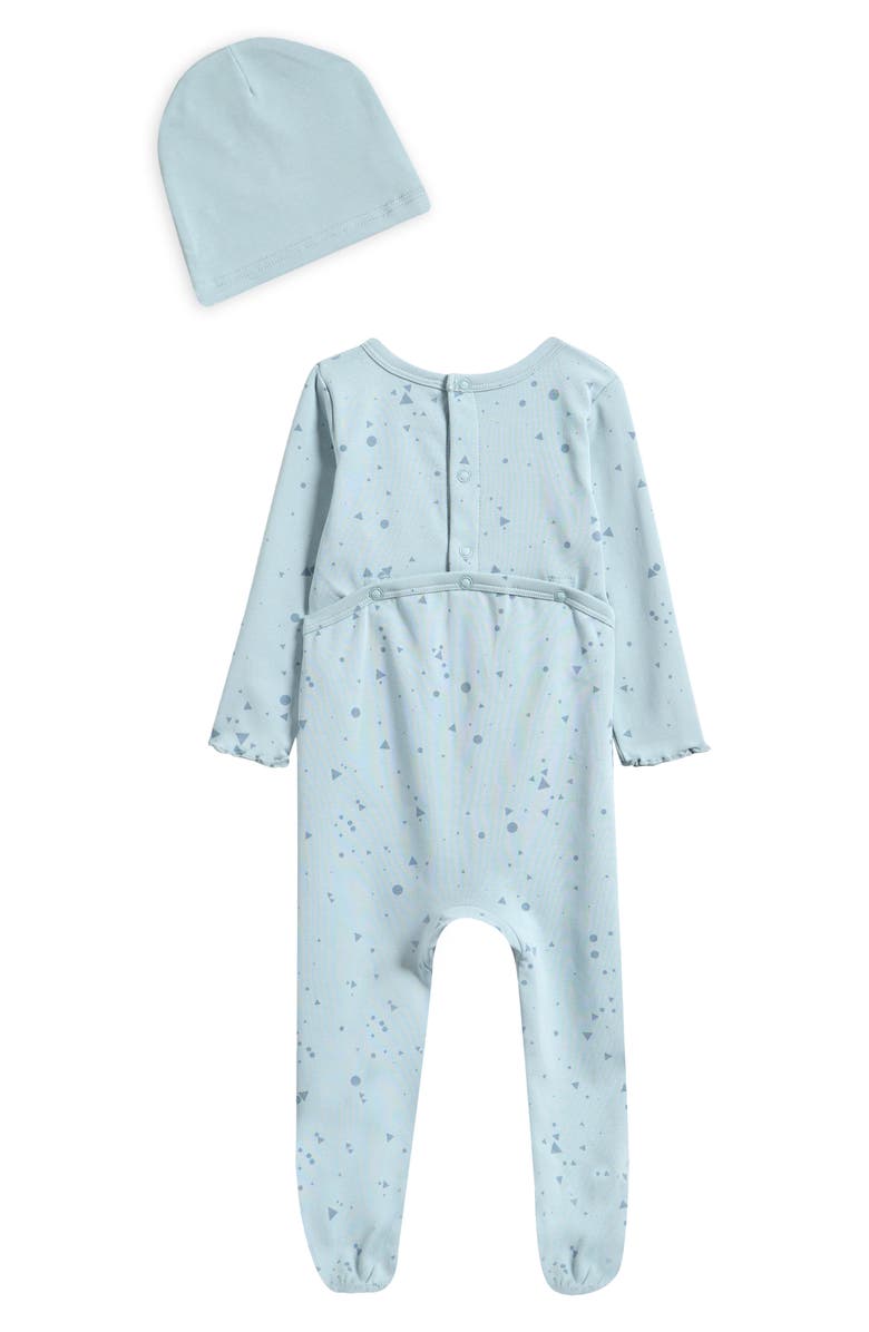 Pouf Geometric Print Footie & Hat, Alternate, color, Blue