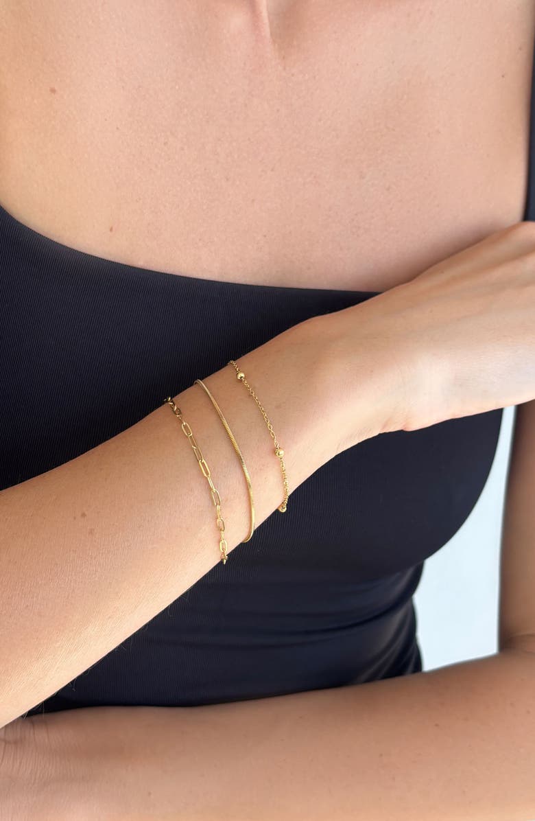 Adornia Set of 3 Assorted Chain Bracelets, Alternate, color, Gold