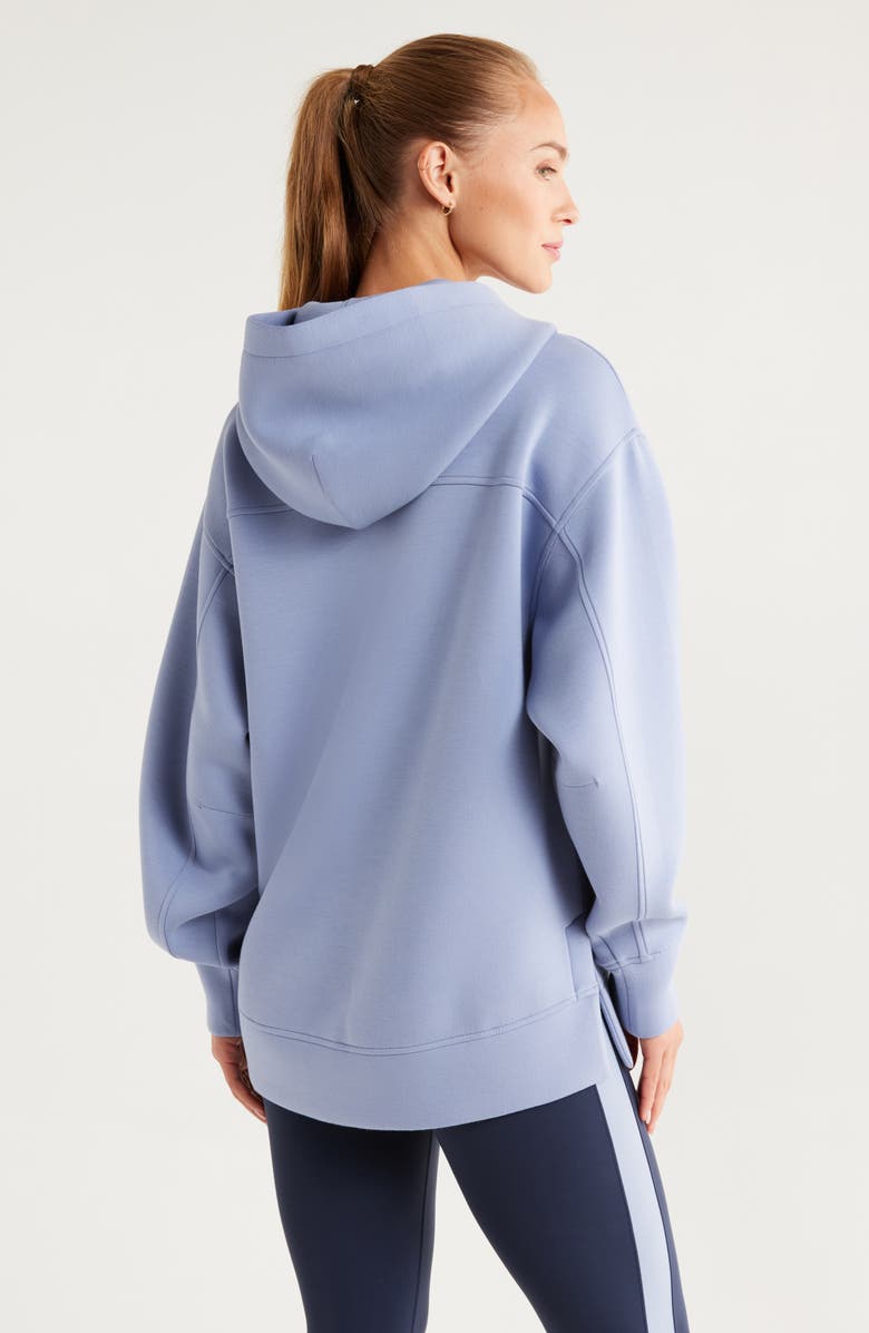 Zella Relaxed Fit High-Low Zip Hoodie, Alternate, color, Blue Tempest