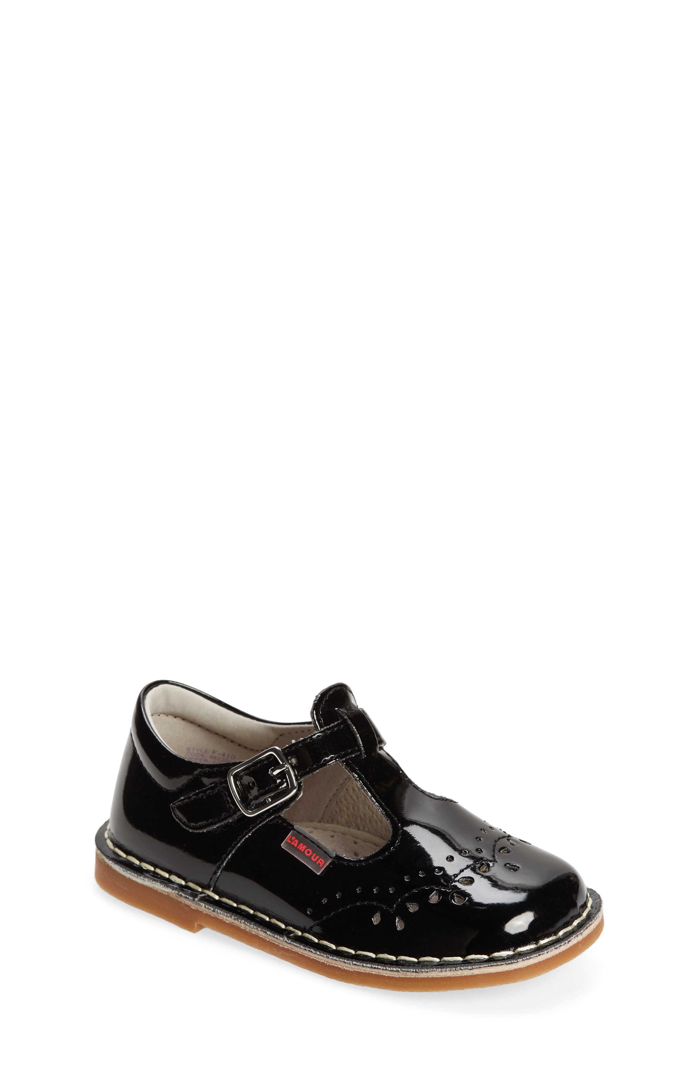L'AMOUR Kids' Ruthie T Strap Mary Jane, Main, color, Patent Black