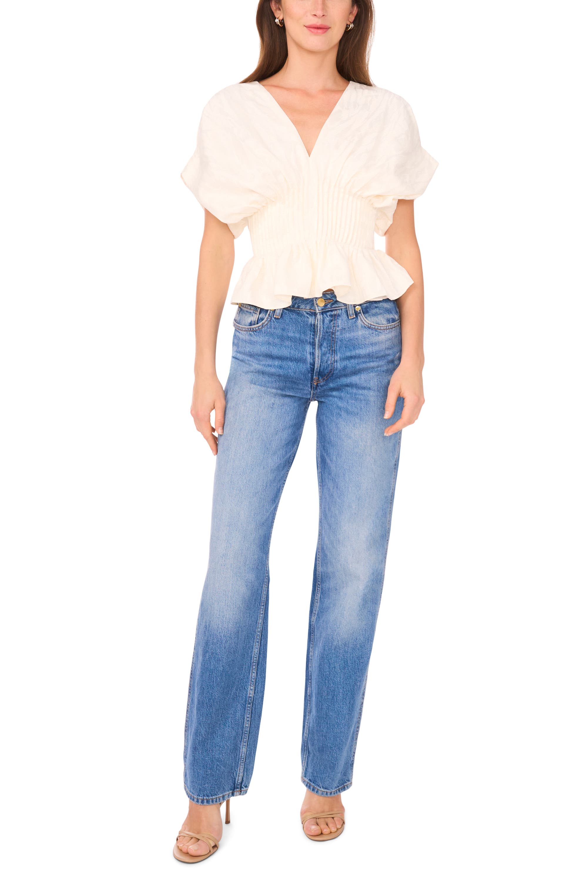 The Halle V-Neck Cinch Waist Peplum Top