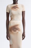 Jean Paul Gaultier Face Print Crop Mesh Baby Tee