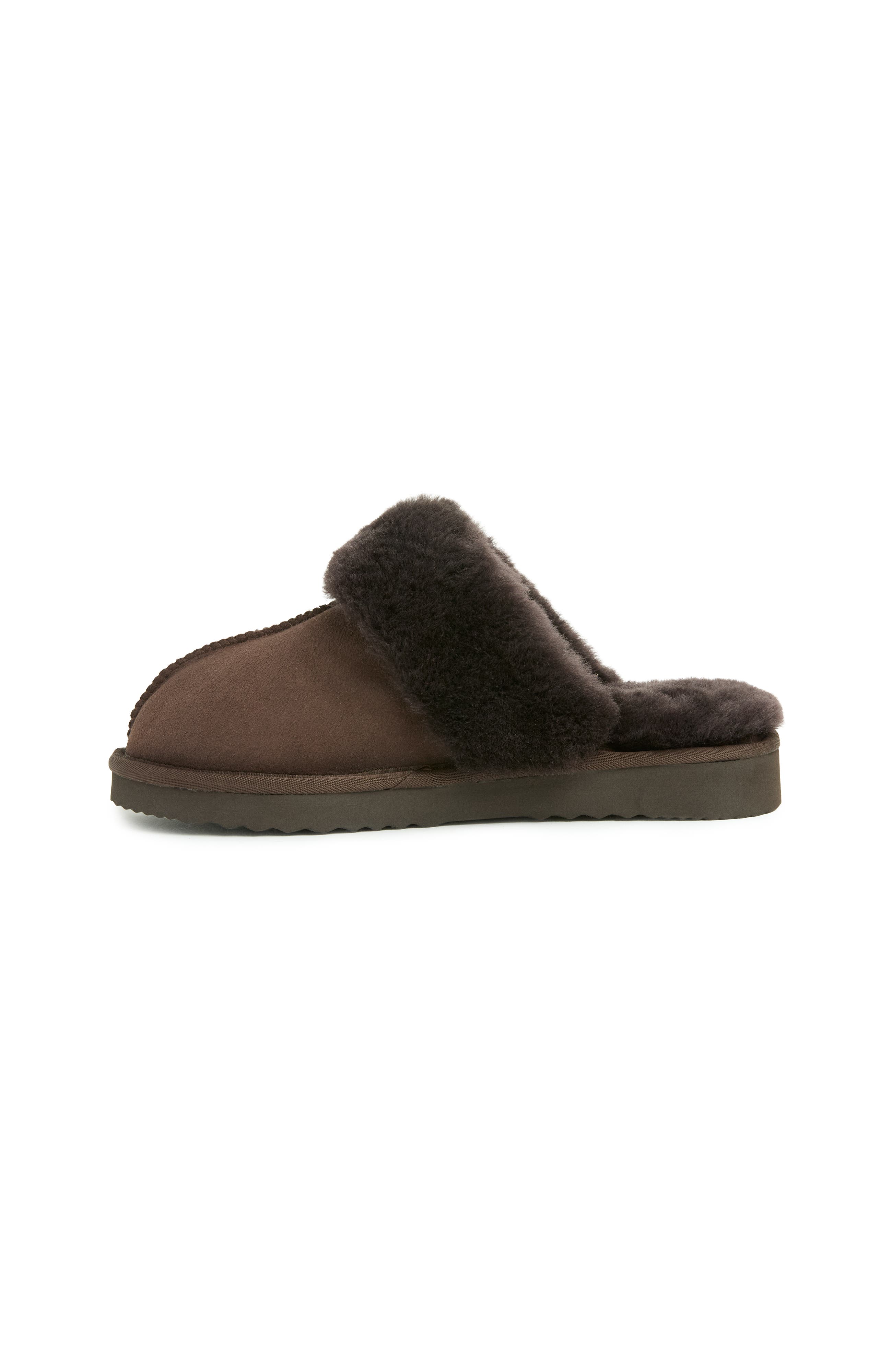 Studio Fur Edge Mule Slippers, Alternate, color, Chocolate