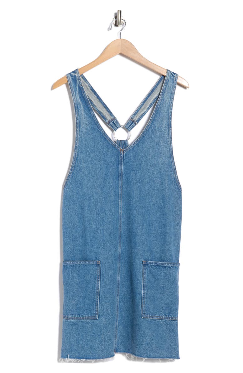 MOTHER The O Yeah Fray Hem Denim Dress, Alternate, color, Wipeout