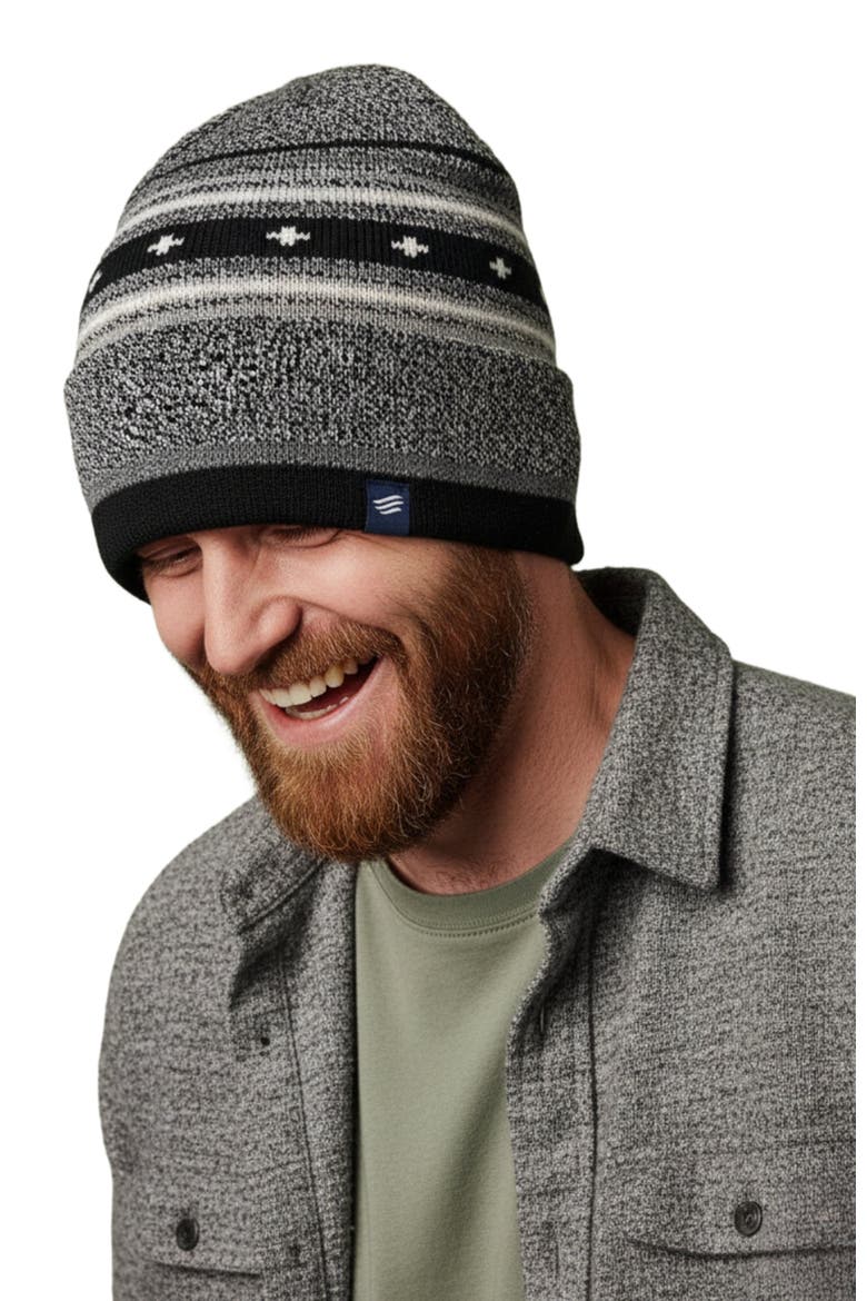 The Merino Wool Slouchy Modern Fair Isle Beanie, Alternate, color, Black