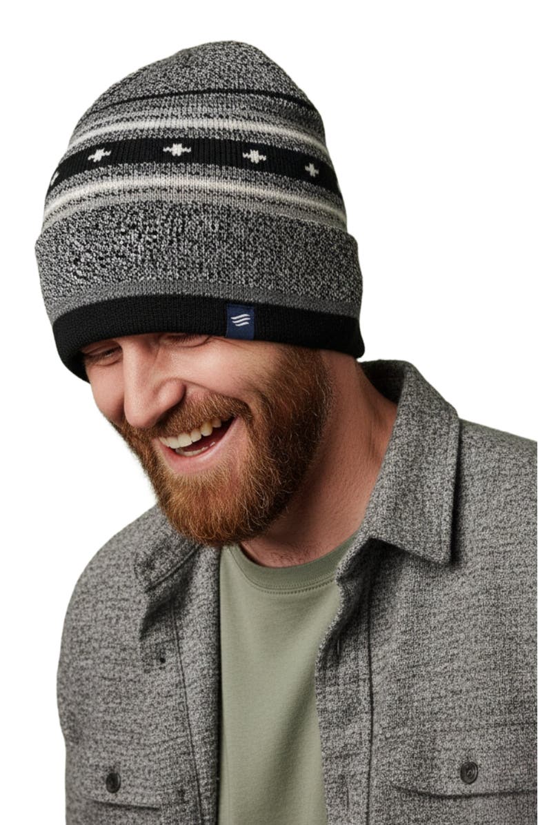 United By Blue The Merino Wool Slouchy Modern Fair Isle Beanie, Alternate, color, Black