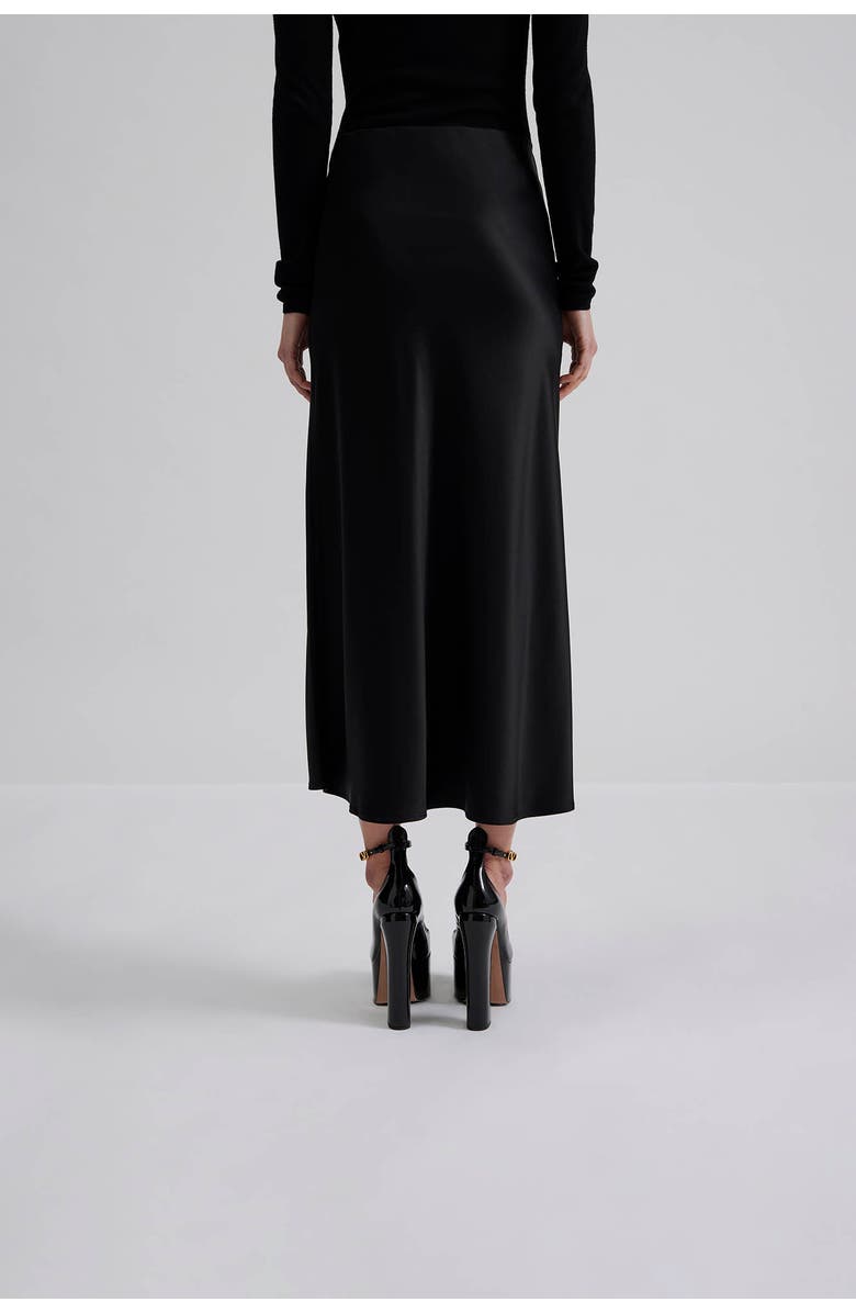 Malina Aubree Satin Midi Skirt, Alternate, color, Black
