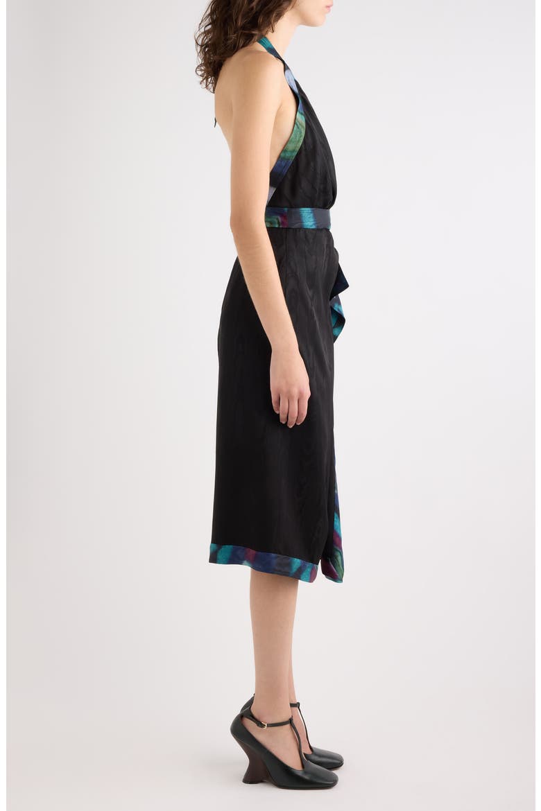 Dole Moiré Halter Dress, Alternate, color, BLACK