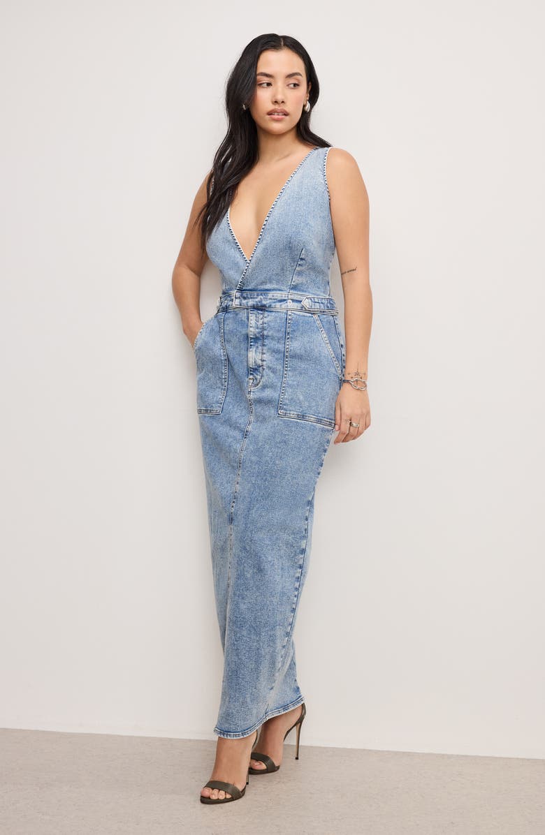 Good American Fit For Success Denim Maxi Dress, Alternate, color, 
