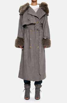 JADED LONDON Vania Oversize Faux Fur Hooded Trench Coat