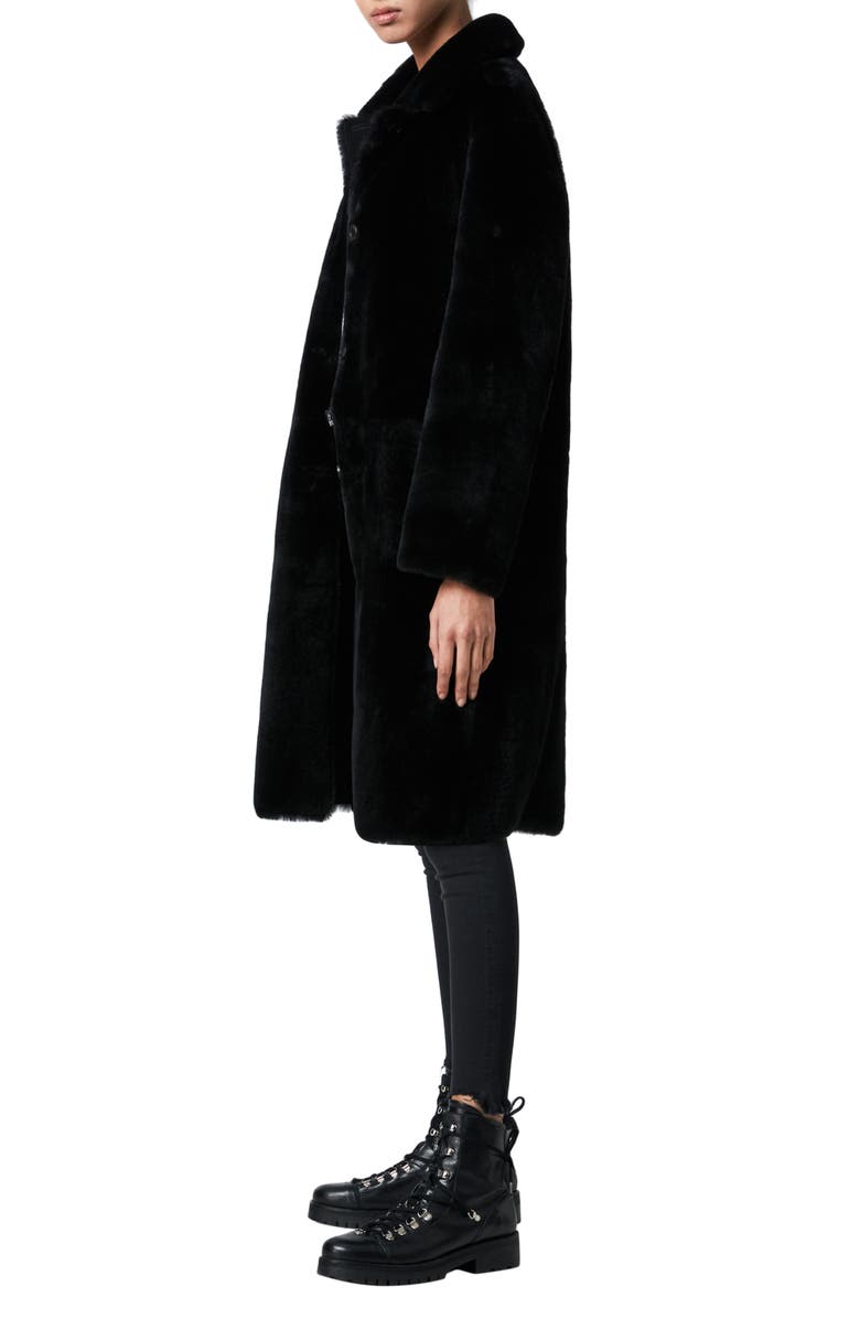 AllSaints Serra Genuine Shearling Coat, Alternate, color, 