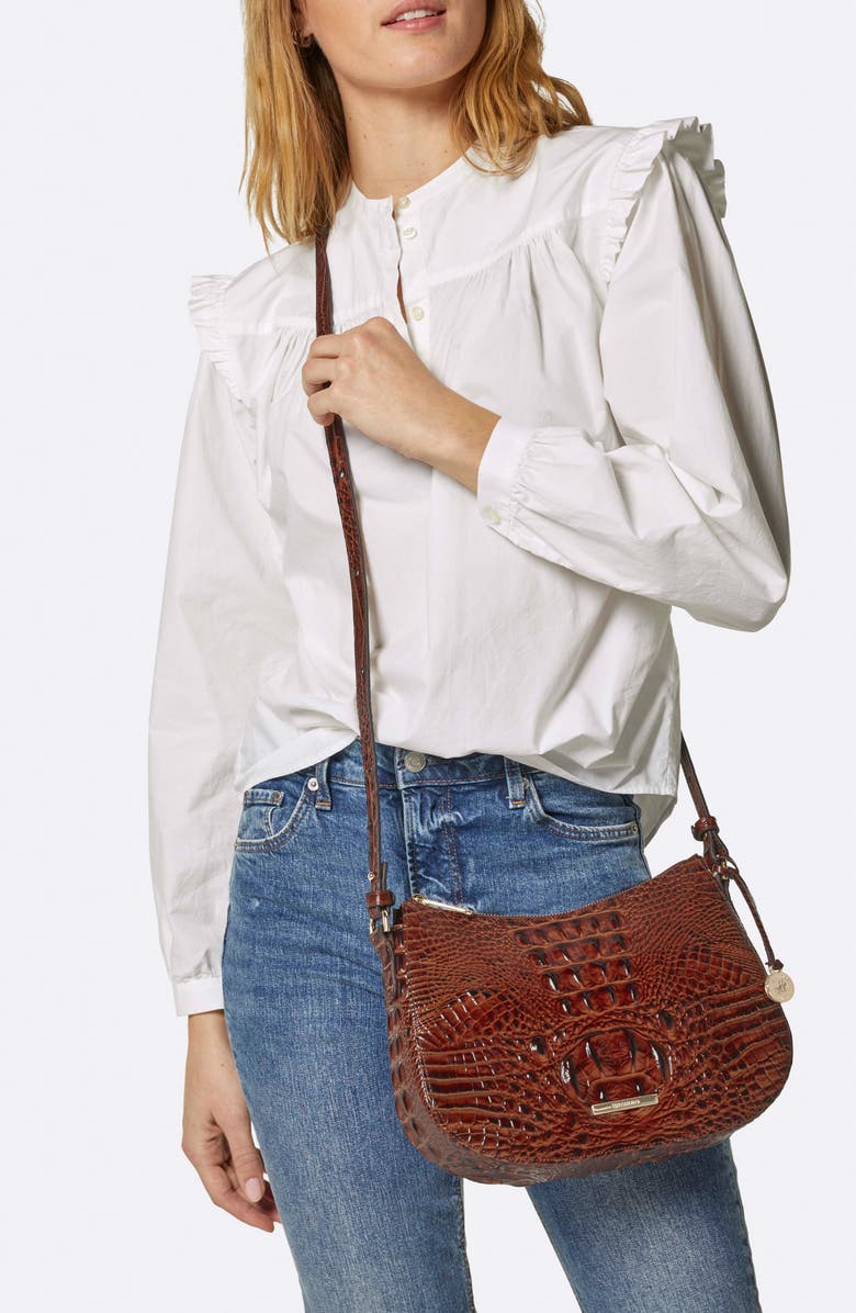 Brahmin Shayna Gradient Croc Embossed Leather Crossbody Bag, Alternate, color,