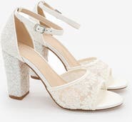 Kailee P Faith Crochet Lace Block Heel Sandals with Ankle Strap