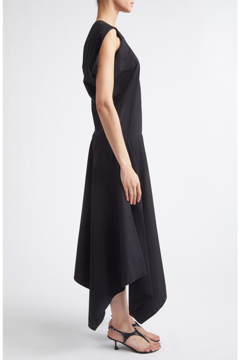Sybella Handkerchief Hem Cotton Midi Dress, Alternate, color, BLACK MULTI