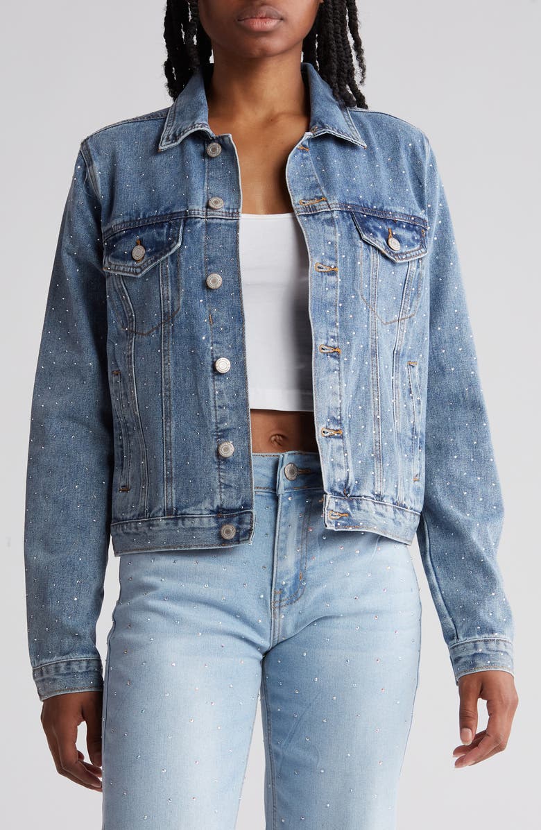 FLYING ANGEL Rhinestone Denim Jacket, Main, color,