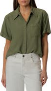 KUT from the Kloth Aida Linen Blend Short Sleeve Button-Up Top