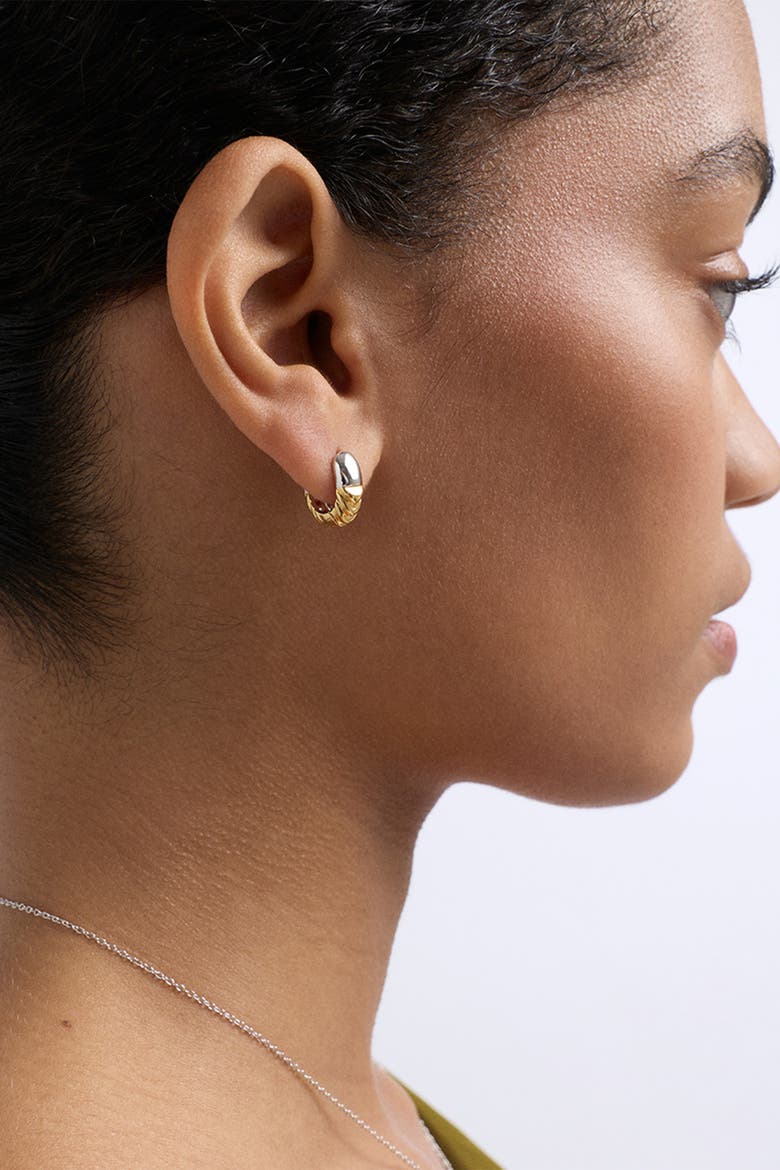Aurora Weave Mixed Metal Hoop Earrings, Alternate, color, Gold