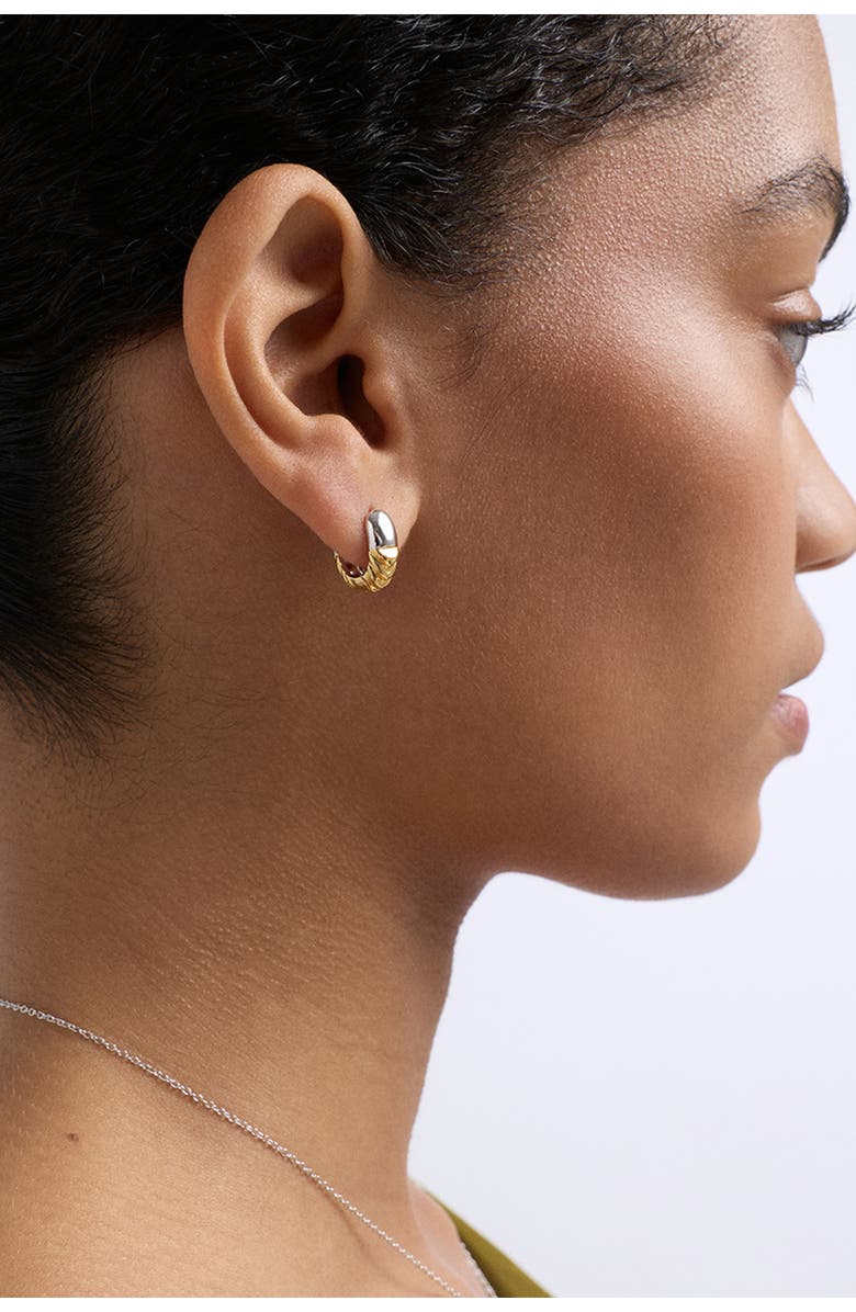 Astley Clarke Aurora Weave Mixed Metal Hoop Earrings, Alternate, color, Gold