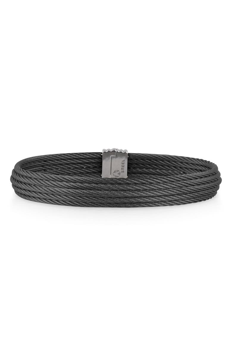 ALOR<sup>®</sup> Twisted Cable Stainless Steel Bangle Bracelet, Main, color, Noir