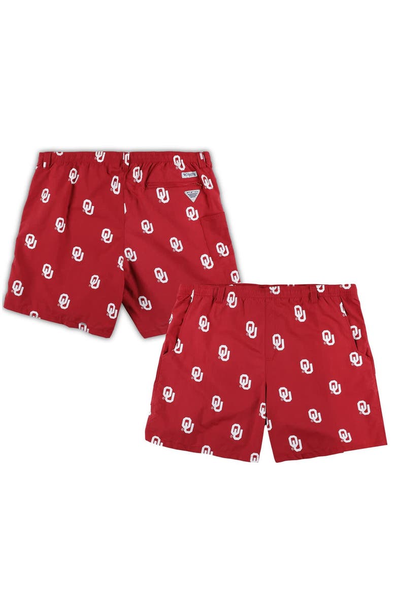 Columbia Men's Columbia Crimson Oklahoma Sooners Big & Tall Backcast II Allover Print Omni-Shade Shorts, Main, color, Crimson