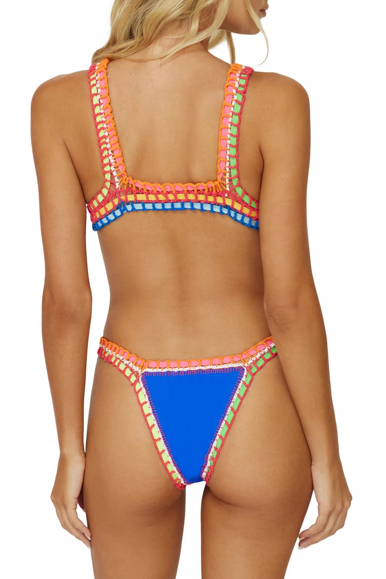 Colorful Whipstitch Trim Triangle Bikini Top, Alternate, color, WAVERLY