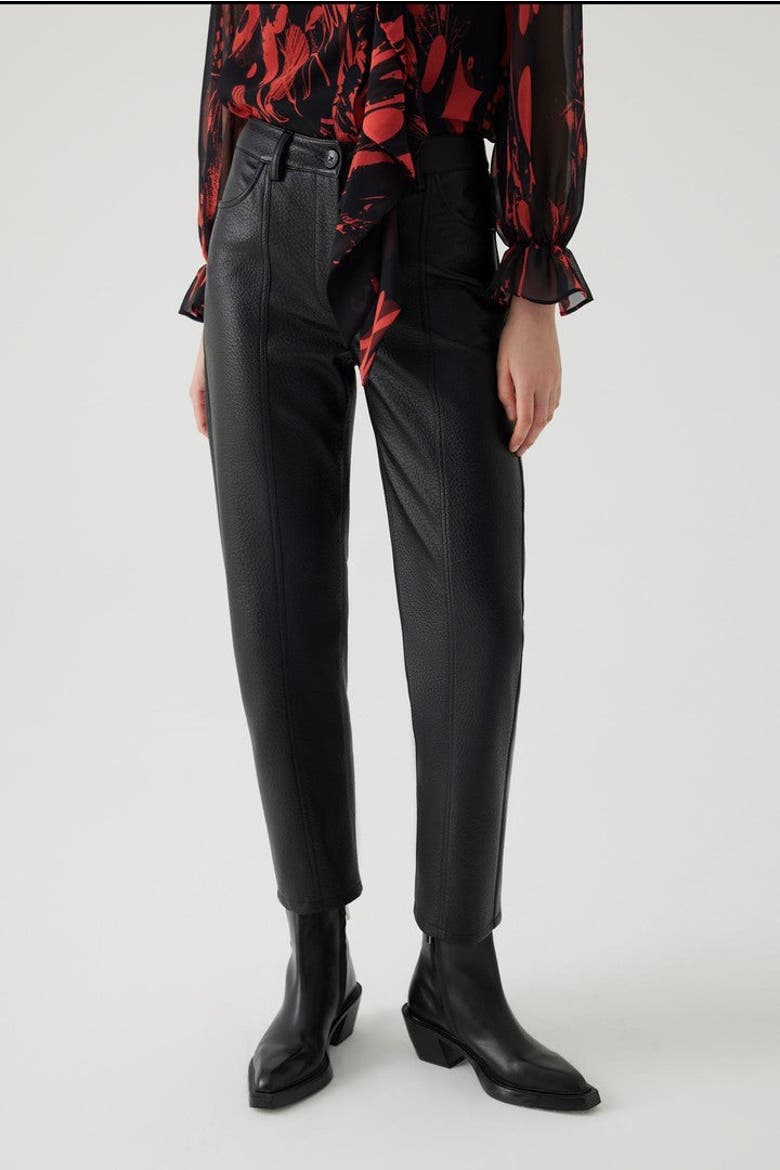 Cut Vegan Leather Pants, Alternate, color, BLACK
