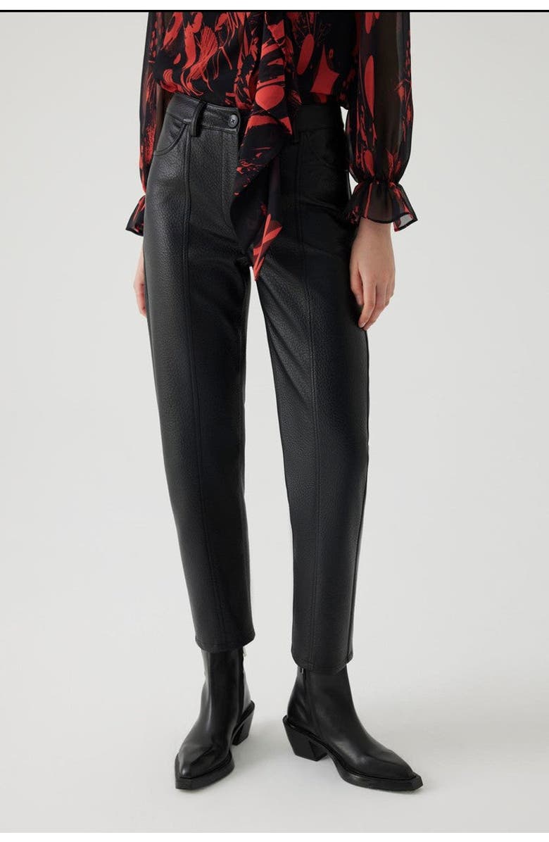 Exquise Cut Vegan Leather Pants, Alternate, color, Black