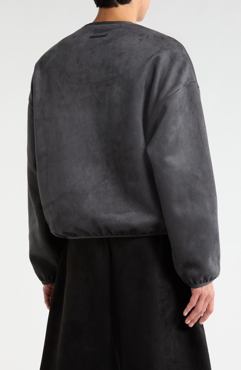 Fear of God Essentials Modern Sueded Fleece Logo Graphic Sweatshirt, Alternate, color, Iron Grey