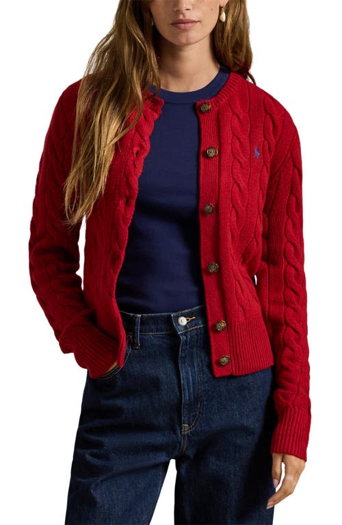 Polo Ralph Lauren Rws Long Sleeve Crew Neck Cardigan Fireside Red In Red