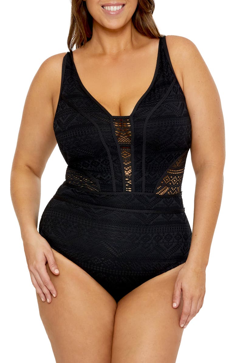 Becca Etc. Color Play One-Piece Swimsuit, Main, color, Black