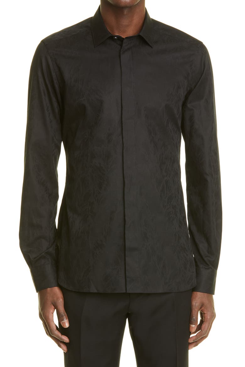 Slim Fit City Button-Up Shirt, Main, color, BLACK