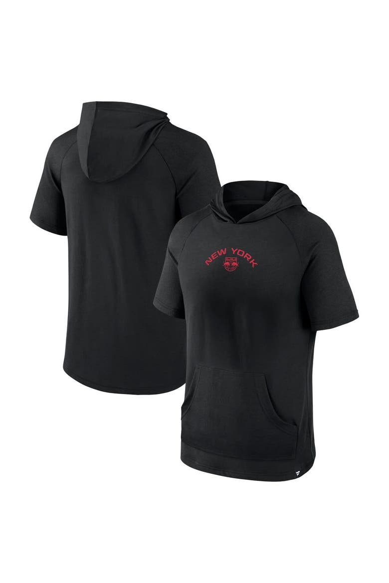 Men's Fanatics Branded Black New York Red Bulls Match Raglan Short Sleeve Pullover Hoodie, Alternate, color, Black