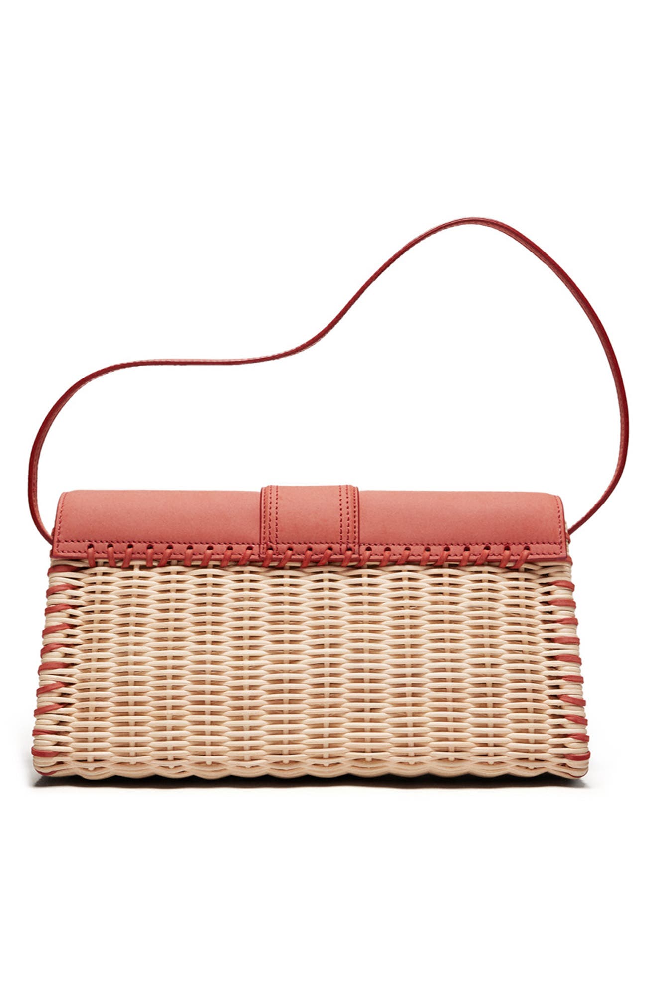 Jacquemus Long Le Bambino Woven Wicker Shoulder Bag, Alternate, color, 
