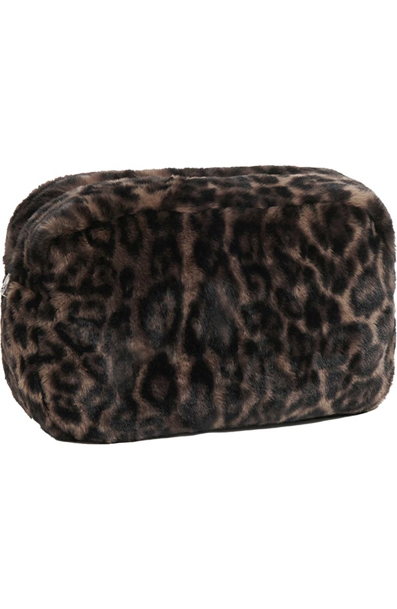 Apparis Jumbo Noor Leopard Print Faux Fur Pouch, Main, color, Dark Leopard