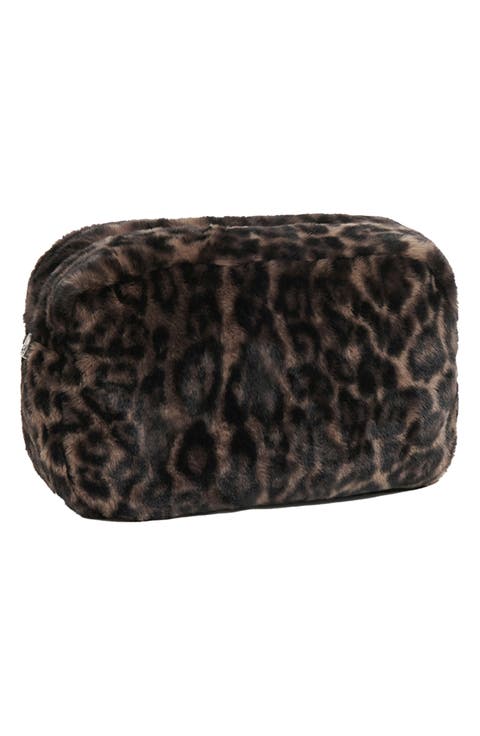 Jumbo Noor Leopard Print Faux Fur Pouch