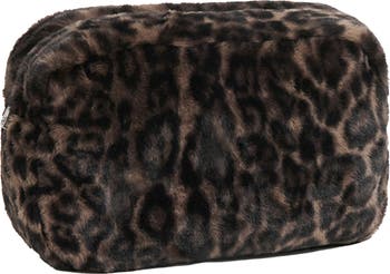 FAUX FUR POUCH BAG CHOCOLATE BROWN