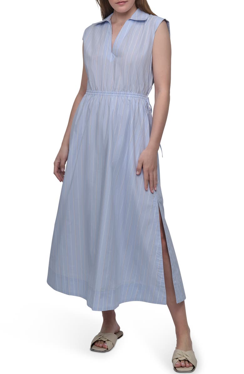 DKNY Jeans Cutout Back Cotton Poplin Maxi Dress, Main, color, Baldwin Stripe/ Frost Blue